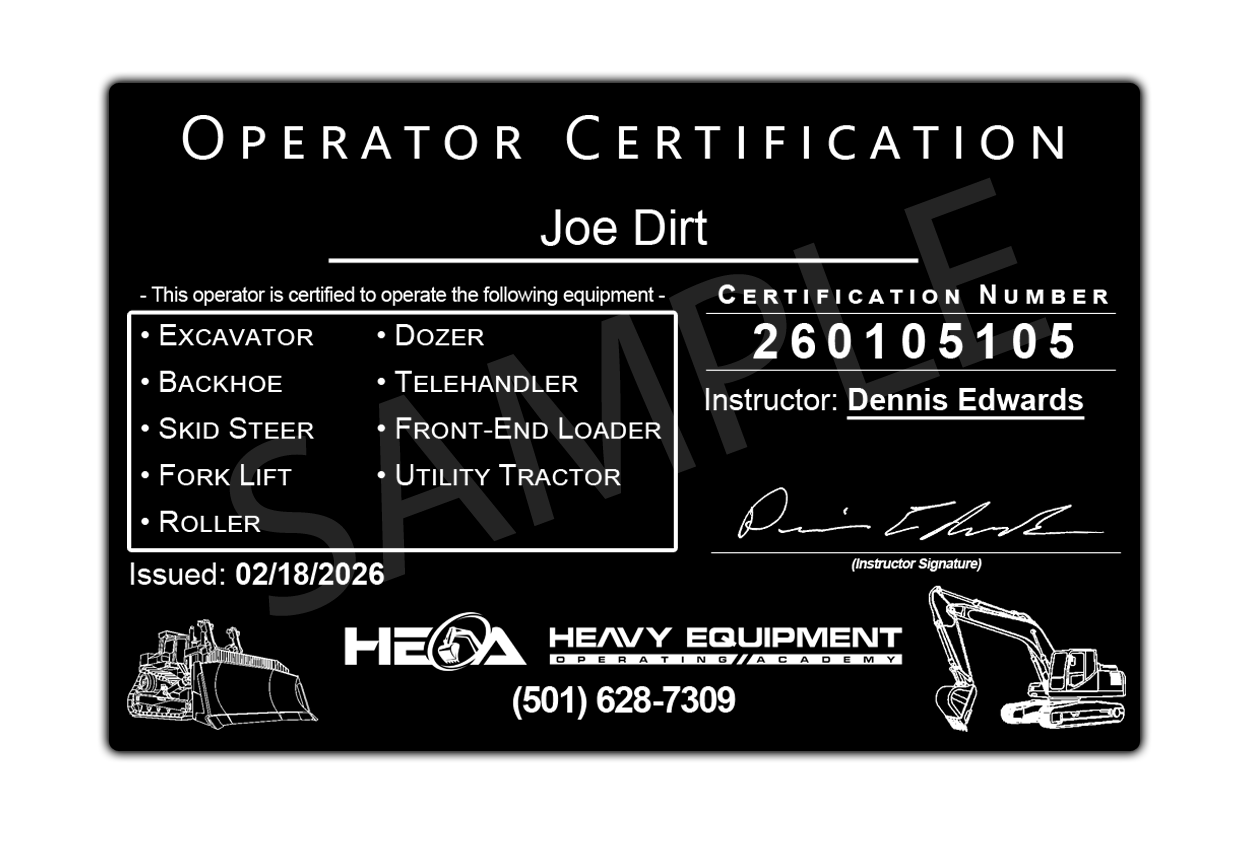 HEO Academy Operator Certification Card